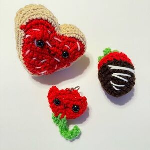 Handmade Crochet Valentine’s Trio Keychains